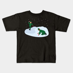 Elves having a snowball fight Kids T-Shirt